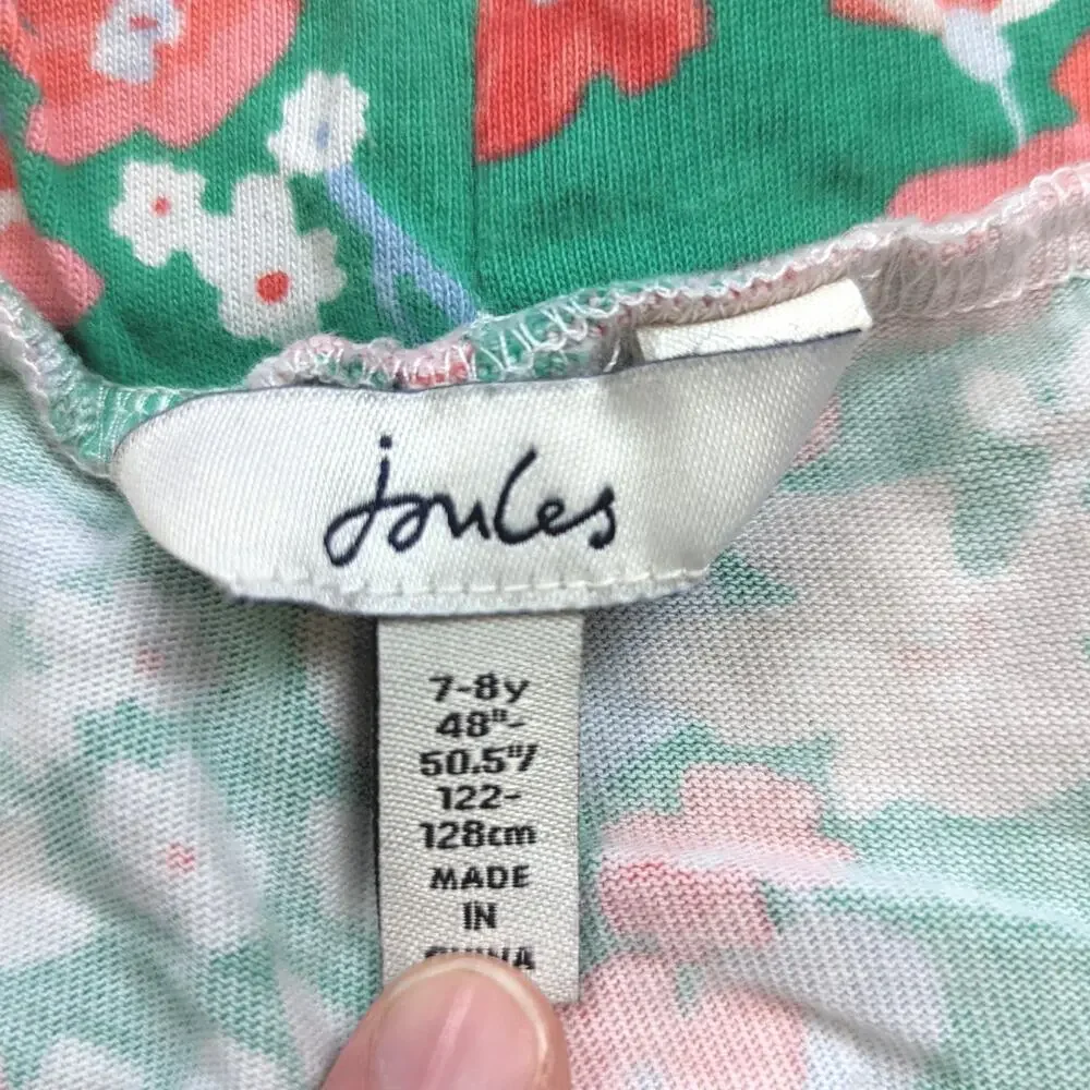 Joules Shorts Girls Sz 7-8y Green Floral Ruffle British